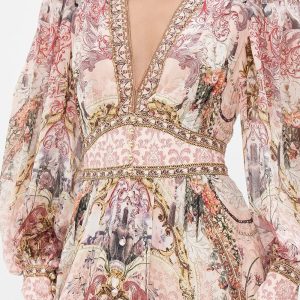 Australian Camilla Vintage Print V-Neck Long Sleeve Maxi Dress